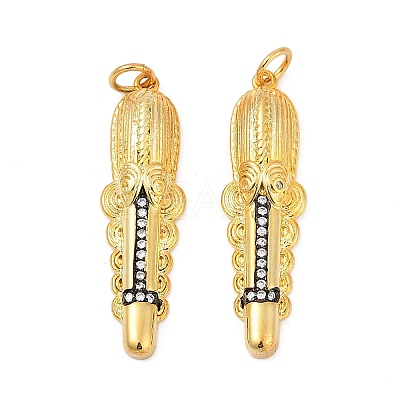 Brass Micro Pave Cubic Zirconia Pendants KK-U058-12G-1