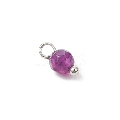 Natural Agate(Dyed & Heated) Faceted Round Charms PALLOY-JF04286-02-1