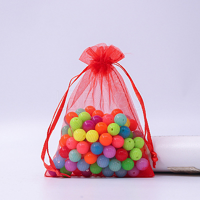 Rectangle Organza Drawstring Bags CON-PW0001-054C-05-1