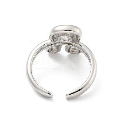 Brass Letter Open Cuff Rings for Women RJEW-G313-01R-P-1