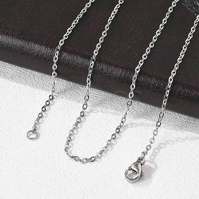 Tarnish Resistant Classic Plain 304 Stainless Steel Mens Womens Cable Chain Necklaces STAS-M174-025P-1