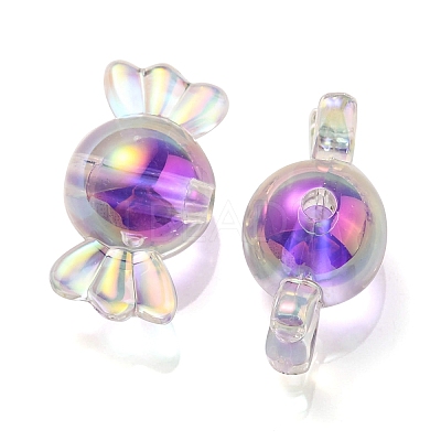 UV Plating Rainbow Iridescent Acrylic Beads PACR-E001-01D-1