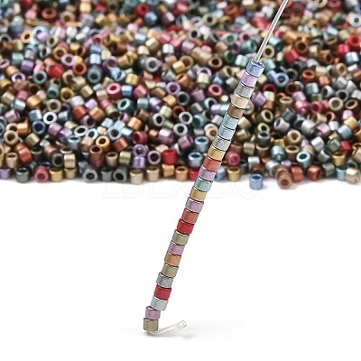 Matte Metallic Colours Glass Cylinder Seed Beads EGLA-K064-03-1