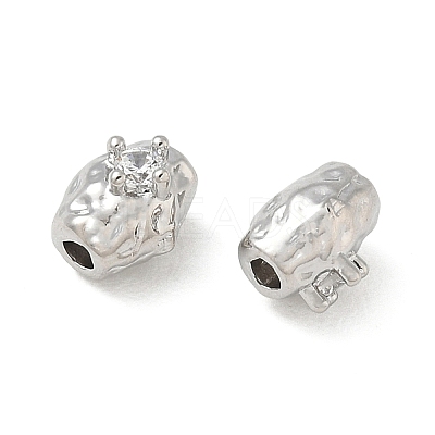 Brass Micro Pave Clear Cubic Zirconia Beads CU-CBAC675-08P-1