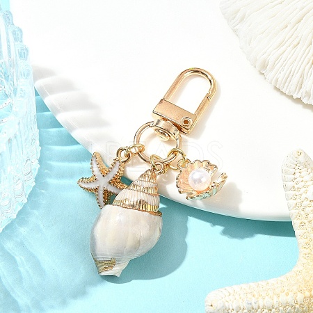 Electroplate Spiral Shell Pendant Decorations HJEW-YW00240-03-1