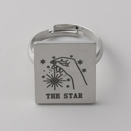 Stainless Steel Tarot Card Adjustable Ring for Women RJEW-WH0001-018P-04-1
