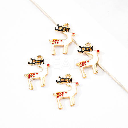 20Pcs Light Gold Alloy Enamel Pendants ENAM-YW0001-61-1