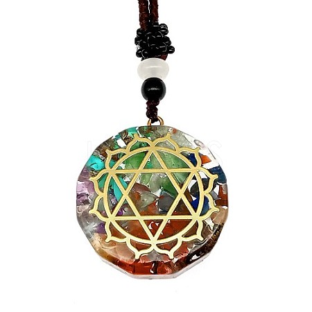 Orgonite Chakra Natural & Synthetic Mixed Stone Pendant Necklaces PZ4674-16-1