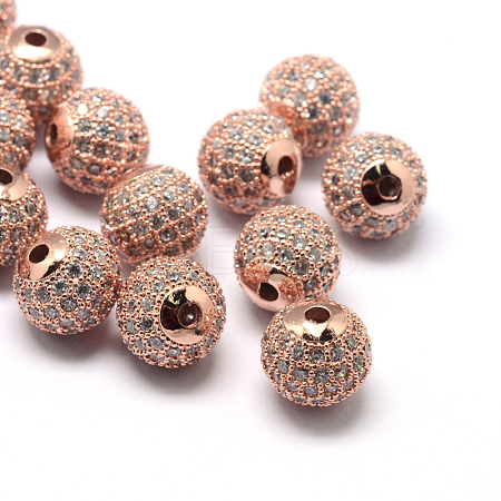 Rack Plating Brass Cubic Zirconia Beads ZIRC-S001-10mm-A03-1