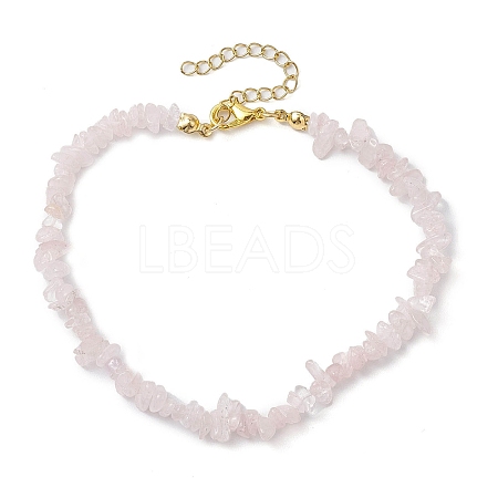 Natural Rose Quartz Anklets AJEW-AN00592-10-1