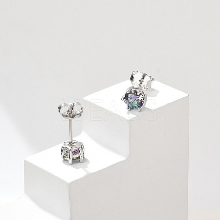 925 Sterling Silver Moissanite Rhinestone Stud Earrings EJEW-U042-05P-01-1