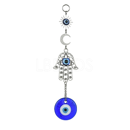 Blue Evil Eye Lampwork Pendant Decorations HJEW-JM01565-1