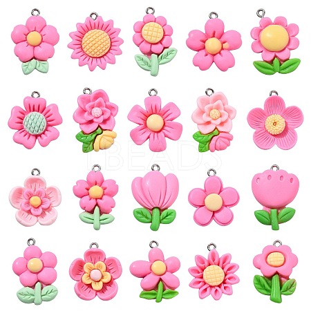 100Pcs 20 Styles Opaque Resin Pendants RESI-CJ0004-44-1