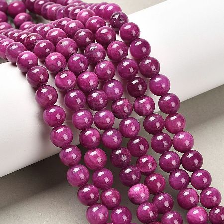 Natural Dyed Yellow Jade Gemstone Bead Strands X-G-R271-8mm-Y11-1