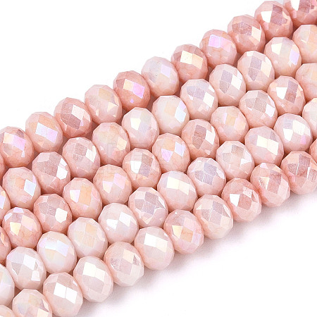 Anti-Tarnish Electroplate Rondelle Glass Beads Strands EGLA-T021-6mm-17-03-1