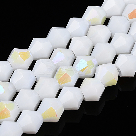 Opaque Solid Color Electroplate Glass Beads Strands EGLA-A039-P6mm-L15-1
