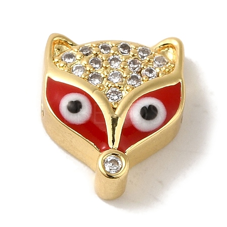 Rack Plating Brass Micro Pave Clear Cubic Zirconia with Enamel Pendant KK-P267-18G-1