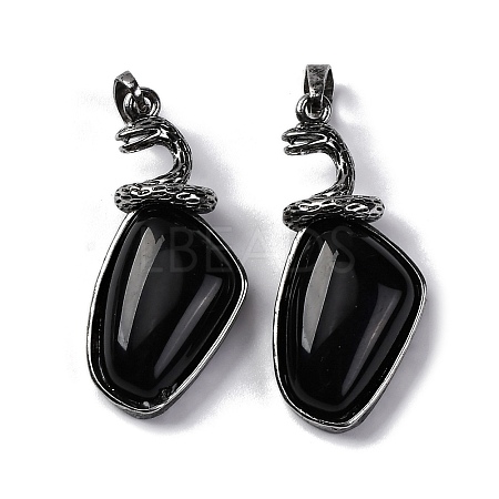 Natural Obsidian Pendants G-K338-42AS-01-1