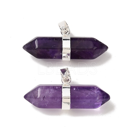 Natural Amethyst Double Terminal Pointed Pendants G-NH0001-15P-10-1