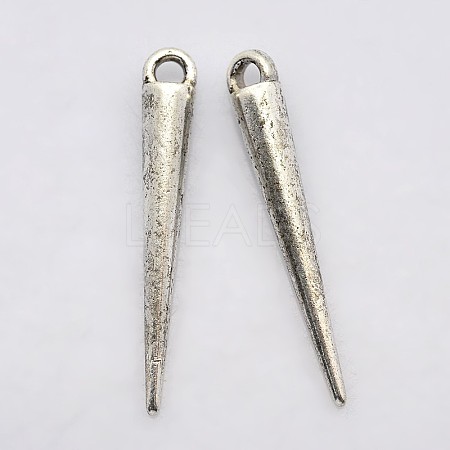 Antique Silver Tibetan Style Alloy Spike Pendants X-TIBEP-S601-AS-1