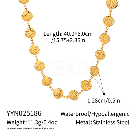 Stainless Steel Shell Link Chain Necklaces for Women VK3327-1-1
