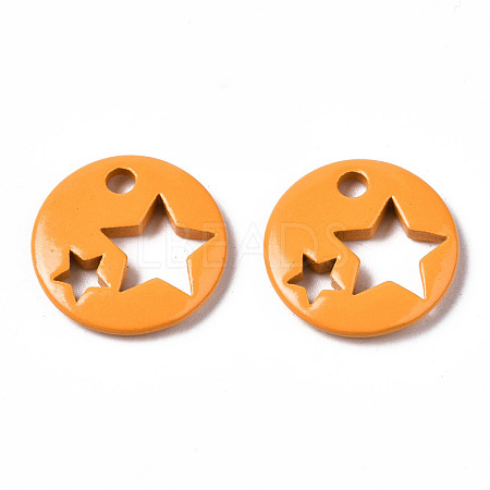 Spray Painted Brass Charms KK-Q252-003G-1