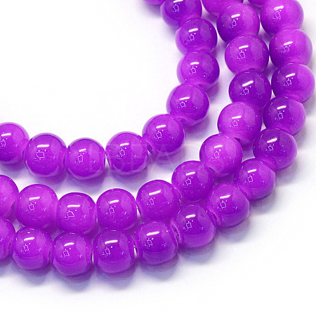 Baking Paint Imitation Jade Glass Round Bead Strands DGLA-Q021-4mm-27-1