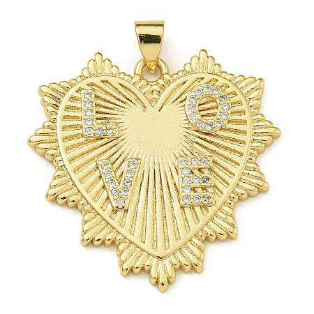 Rack Plating Brass Micro Pave Clear Cubic Zirconia Pendants X-KK-Z067-05G-1
