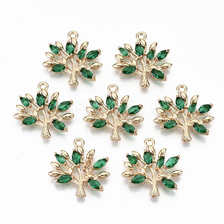 Brass Micro Pave Cubic Zirconia Pendants KK-S359-020C-RS-1