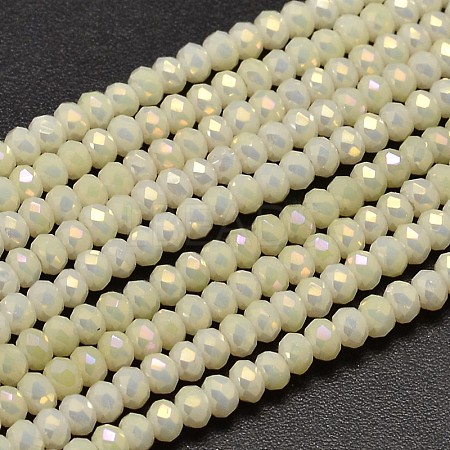 Faceted Rondelle Full Rainbow Plated Electroplate Glass Beads Strands EGLA-J134-3x2mm-FR06-1