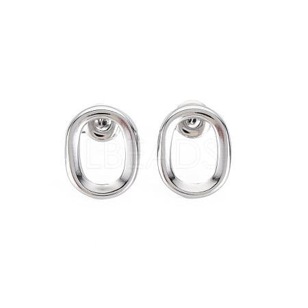 Non-Tarnish 304 Stainless Steel Hollow Oval Stud Earrings for Woman EJEW-N097-004P-1