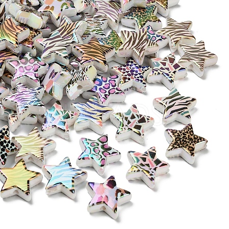Rainbow Iridescent Printed Opaque Acrylic Beads OACR-D316-01A-02-1