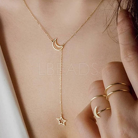 Moon Star Iron Lariat Necklaces for Women FS-WGAA6DB-01-1