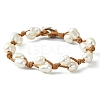Natural Pearl Braided Bead Bracelets with Waxed Polyester Cords BJEW-TA00291-1
