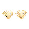 Rack Plating Brass Micro Pave Clear Cubic Zirconia Connector Charms KK-N233-200-2