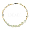 Natural Prehnite Nuggets Beaded Necklaces NJEW-P312-01P-1