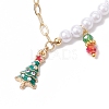 5Pcs 5 Styles Christmas Acrylic Imitated Pearl & Paperclip Chain Bracelets BJEW-JB10383-4