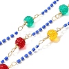 Brass Hexagonal Column Glass Seaded Beaded & Resin Round Beaded Link Chains CHC-G026-01I-1