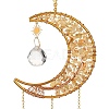 Natural Citrine Chip & Brass Moon Hanging Suncatcher Pendant Decoration PW23041119866-2