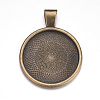 Flat Round Alloy Pendant Cabochon Settings LS-PALLOY-A15654-AB-2