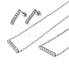 Rectangle 304 Stainless Steel Rhinestone Pendant Necklaces & Bracelets & Stud Earrings Sets for Women SJEW-C004-08P-2