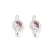 Brass Cubic Zirconia Flat Round Connector Charms KK-H204-02S-06-1
