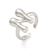 Brass Letter Open Cuff Rings for Women RJEW-G313-01N-P-1