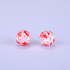 Printed Round with Skull Pattern Silicone Focal Beads SI-JX0056A-220-1