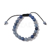 8mm Round Dyed & Heated Natural Blue Aventurine Braided Bead Bracelets BJEW-C067-01B-16-2