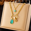 Retro Stainless Steel Double Layer Necklaces PW-WG35A2F-02-1