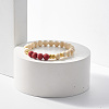 Natural Wood  & Synthetic Lava Rock(Dyed) Round Beaded Stretch Bracelet BJEW-JB07815-5