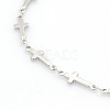 Tarnish Resistant Religious Catholic Jewelry 304 Stainless Steel Cross Link Chain Bracelets LS-STAS-O036-09P-2