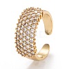 Brass Micro Pave Clear Cubic Zirconia Cuff Rings RJEW-I077-26G-2