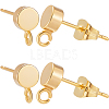 20Pcs Flat Round Brass Stud Earring Findings KK-BBC0013-96B-1